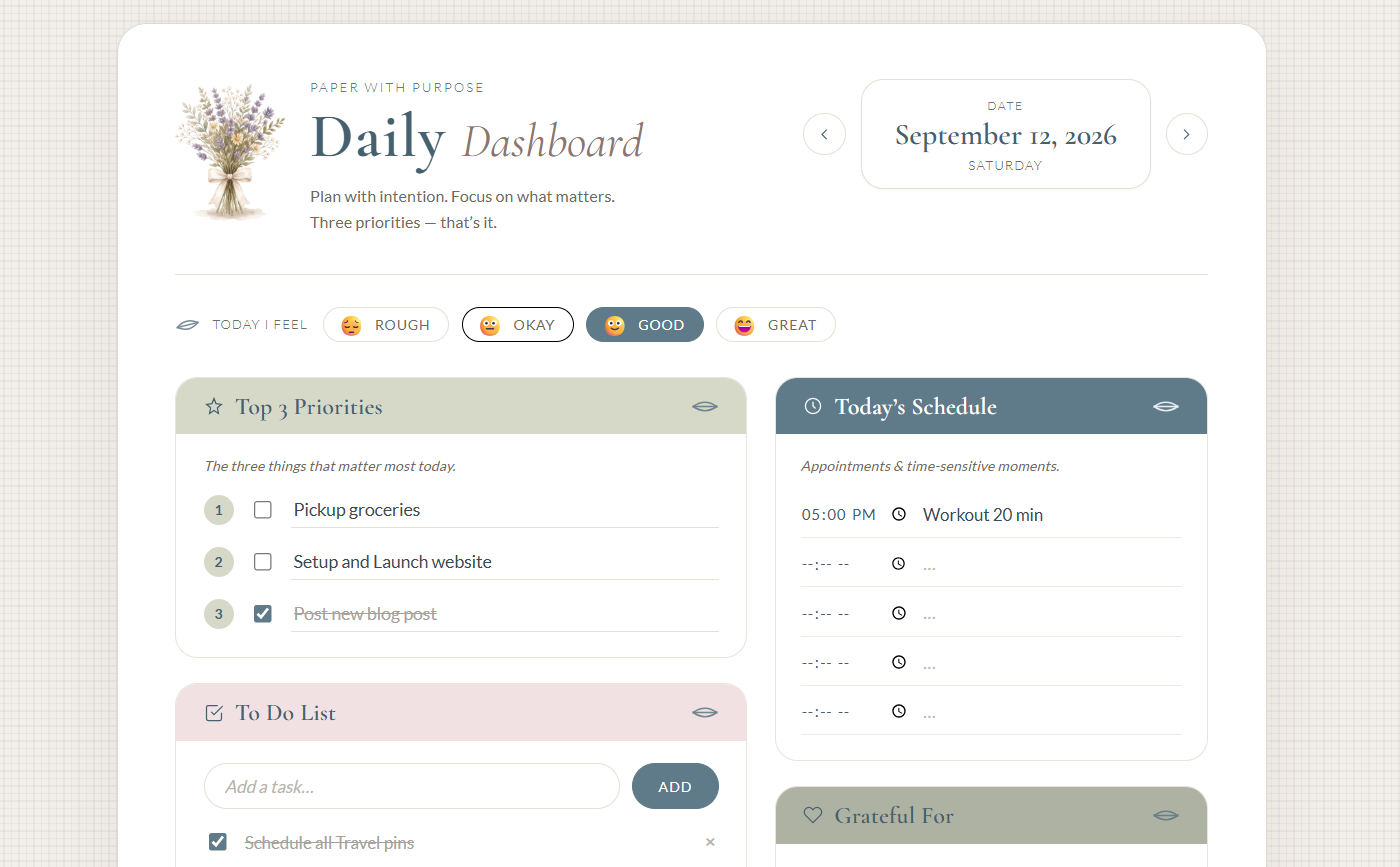 Daily Planner Dashboard